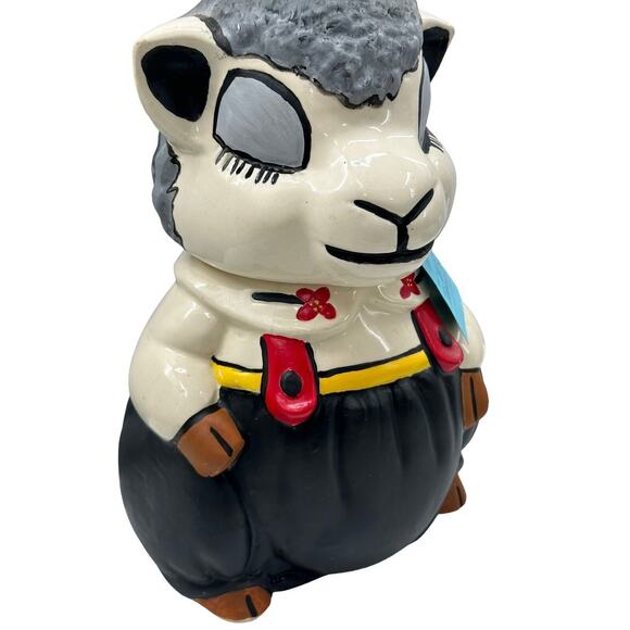 Vintage Apco LAMB SHEEP Cookie Jar Ceramic Pottery Restored Hand Painted - Picture 3 of 13